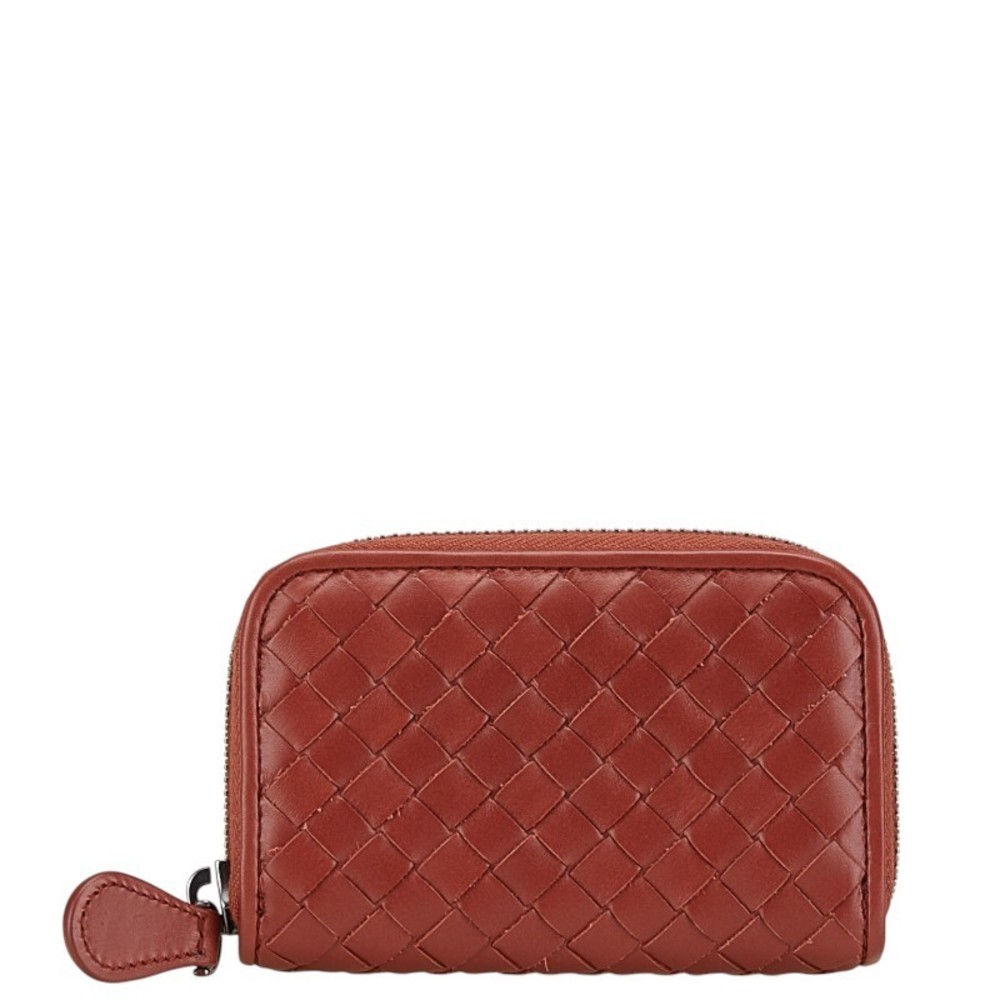 Bottega Veneta Purse Red Wallet Intrecciato Brown Leather